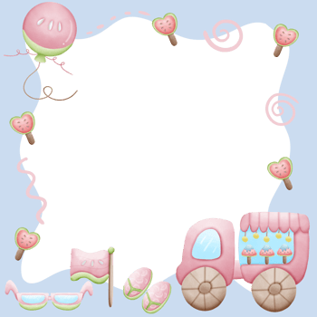 Blue frame with ice cream and truck png