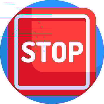 A red stop sign with a blue circle around it vector