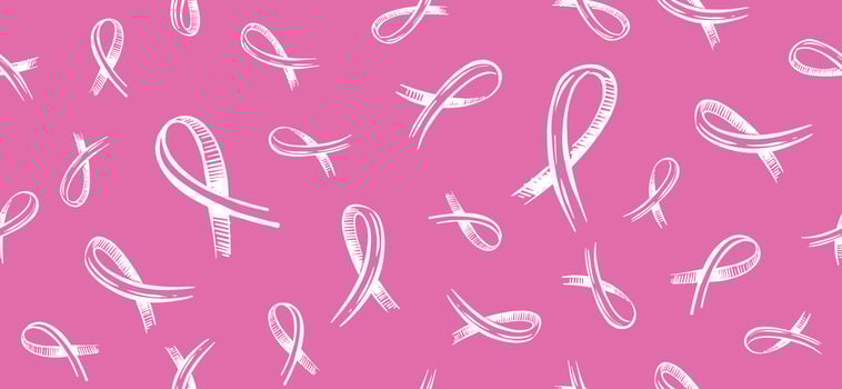 Breast cancer day, pattern on pink. Illustration. vector
