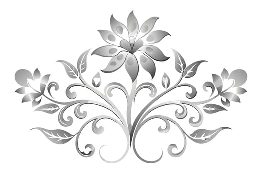 Silver floral design on a white background vector