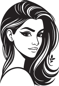 Elegant Black and White Portrait of Indian Woman, Clean and Minimalist Line Drawing Style vector