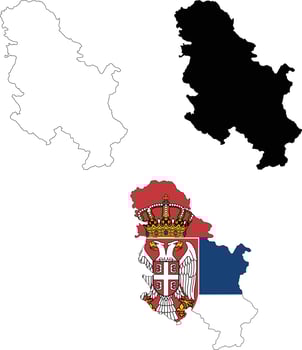 Map of Serbia icon. Serbia Map sign. Outline Serbia. Flag of Serbia symbol. flat style. vector