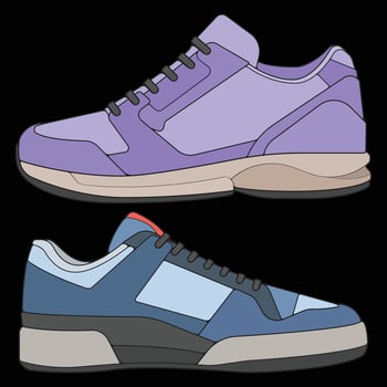 bundling two different colored sneakers on a black background vector