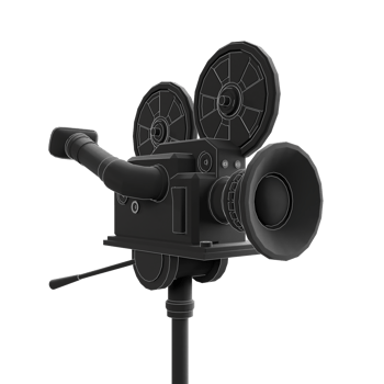 3d render of stylized movie camera png