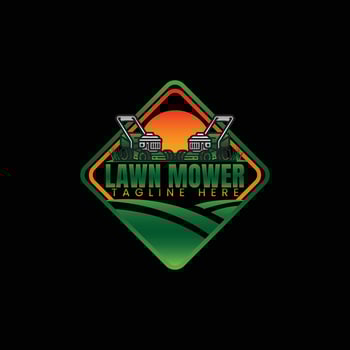 lawn care lawn mower service logo modern design template isolated on black background vector
