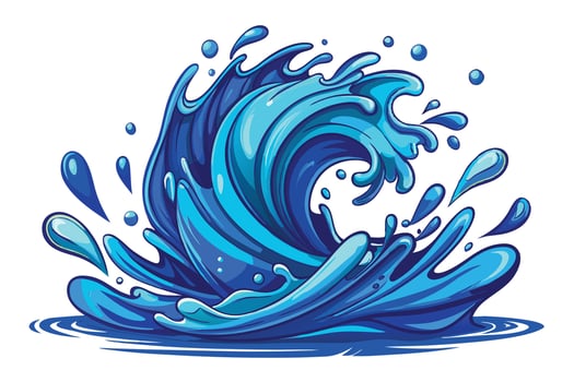 A blue wave with water splashing out of it vector
