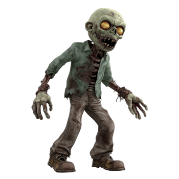 a cartoon zombie character with a green shirt and pants png