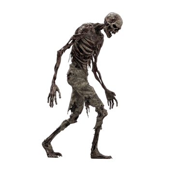 a walking skeleton with no legs on a transparent background png