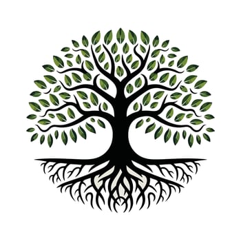 Tree Round Logo Style Illustration vector