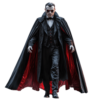 dracula walking in the dark with a cape png
