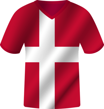 Denmark flag waving jersey soccer team png