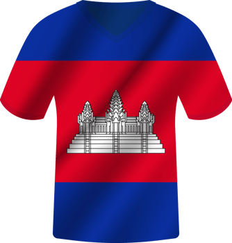 Cambodia flag waving jersey soccer team png