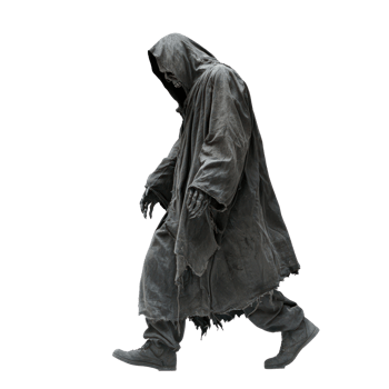 a man in a hooded coat walking on a street png