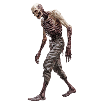 a walking zombie with a skeleton head and arms png