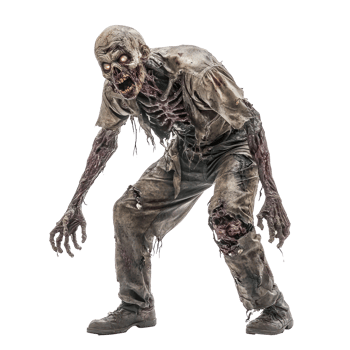 the walking dead zombie costume isolate on transparency background png