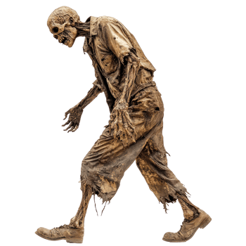 a walking skeleton with no legs walking on a transparent background png
