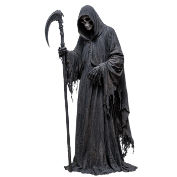 a statue of a grim reaper holding a scythe png