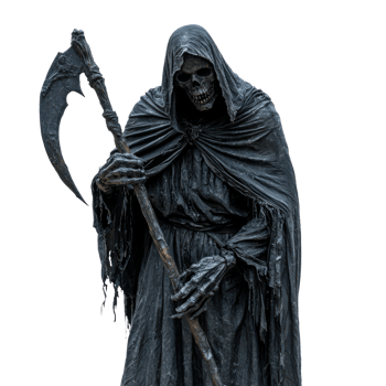 a statue of a grim reaper holding a scythe png