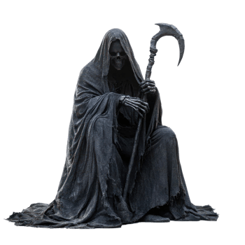 a statue of a grim reaper with a scythe png