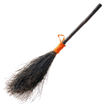 a broom with a black handle and orange handle png