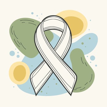 A white ribbon with the words awareness on it vector