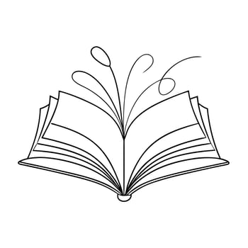 One line drawing open book vector