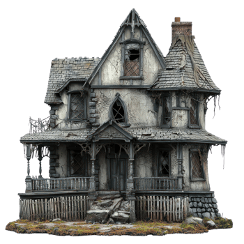 a model of a haunted house on a transparent background png