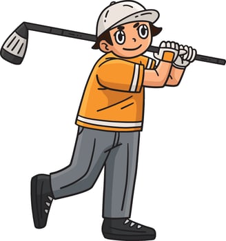Golf Golfer Hitting a Ball Cartoon Colored Clipart vector