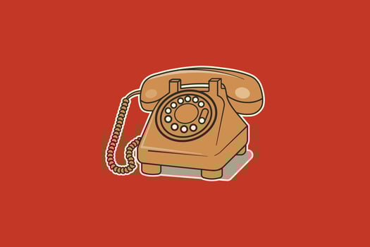 An old style telephone on a red background vector