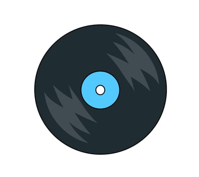 Vinyl record. LP or long play music disc. DJ equipment for party. 70s 80s 90s discotheque nostalgia concept. flat graphic illustration. vector
