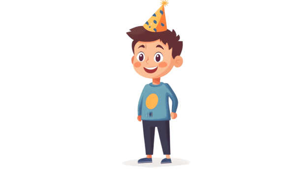 Boy with birthday hat png