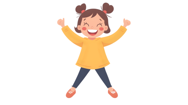 A girl jumping with her arms up png