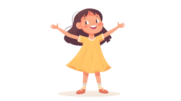 Happy girl in yellow dress png