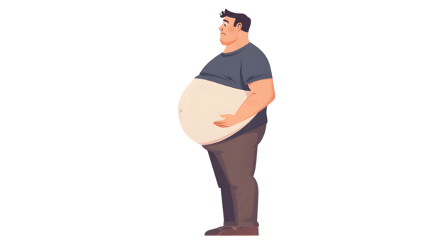 An illustration of a man with a big belly png