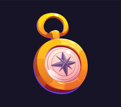 Cartoon vintage compass, isolated navigation item, vector