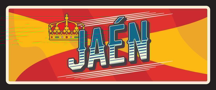 Jaen Spanish province retro travel plate vector