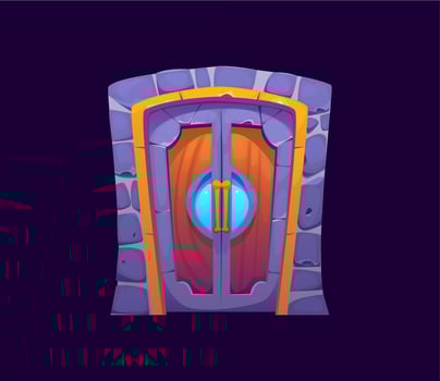 Cartoon magic portal gate door, fantasy game asset vector