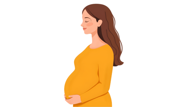 A pregnant woman in a yellow shirt png