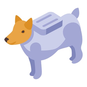 Dog wearing space suit standing on four legs isometric icon vector