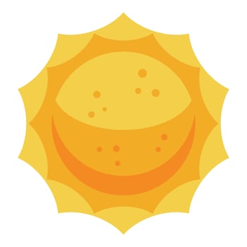 Crescent sun shining with bright yellow light vector