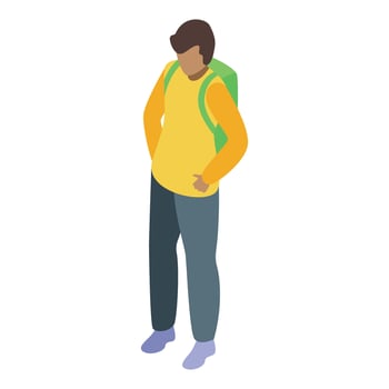 Young man standing with backpack waiting for transportation vector