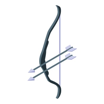 Hunting bow with arrows aiming for the perfect shot isometric icon vector