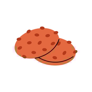 Oatmeal cookies. Oatmeal pastry with chocolate. The element of home bakery. Sweet snack. Flat illustration isolated on white background. vector