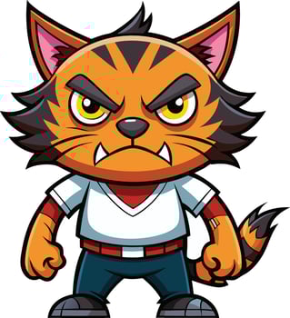Angry cat mascot character sticker design vector
