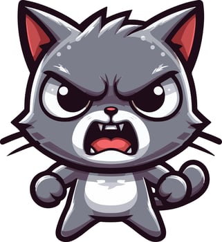Angry cartoon cat illustration vector