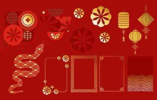 chinese element object for icon,sticker, decoration happy new year design vector