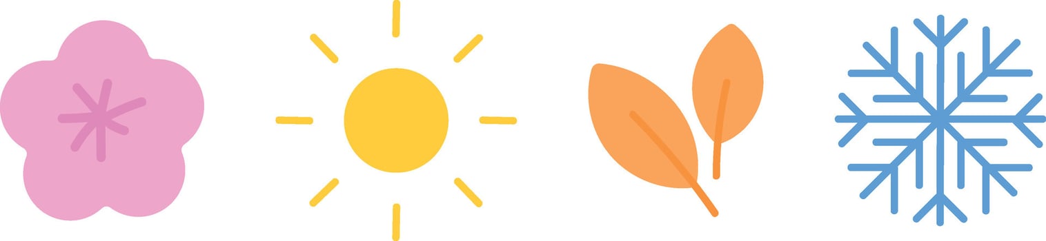 Four seasons summer, winter, spring, fall icon. vector