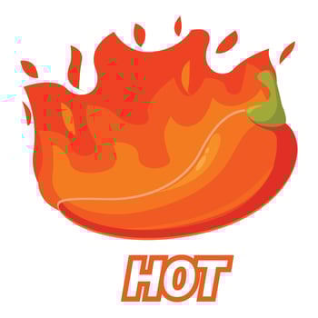 Orange chili pepper surrounded by flames burning with flavor vector
