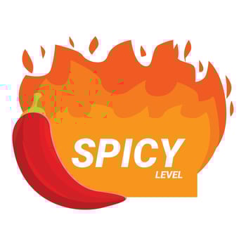Red chili pepper indicating spicy level with flame symbol vector