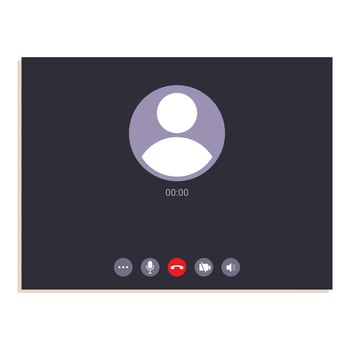 Video call screen displaying incoming call interface with user interface elements vector